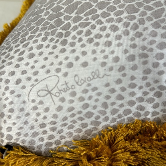 ROBERTO CAVALLI NEW NWT GRAY GOLD FRINGE GIRAFFE PRINT LARGE ACCENT PILLOW - Picture 11 of 13
